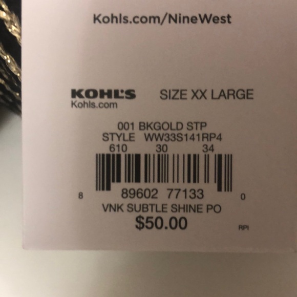 Nine West XXL Sweater Black Gold Stripe V-neck Long Sleeve Brand New Condition - Picture 8 of 8